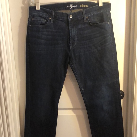 7 For all Mankind Men’s Slimmy Jeans- dark wash 36” waist - Picture 3 of 8